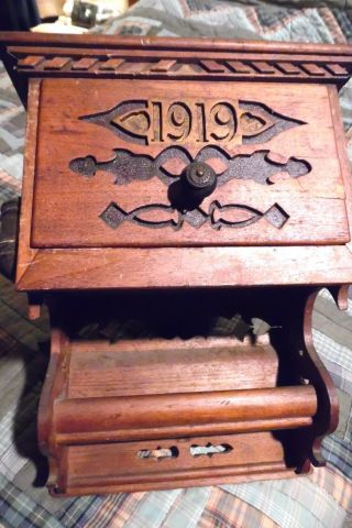 Vintage Wall Mount “1919 " Sewing Supply Cabinet