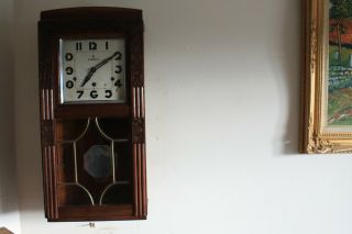 French Wall Clock Vedette Plays Westminster.  Chimes.  8 Hammers.  Good