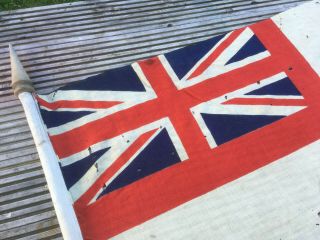 Vintage 53 " X26 " British Union Jack St George Lining Flag On Wooden Pole 40s 50s