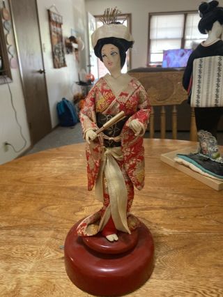 Vintage Hakata Doll Japanese - With Music Box - Geisha Doll - Made In Japan