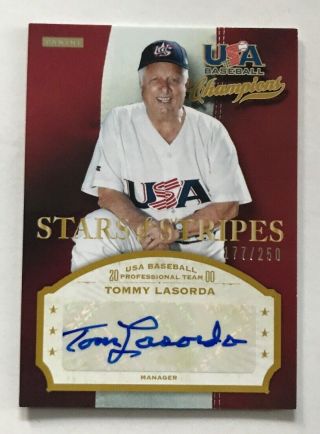 Tommy Lasorda Autograph S/n 177/250 2013 Panini Usa Baseball Certified Auto