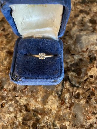 Vtg Antique 10k Yellow & White Gold Diamond Engagement Ring Size 6 - 1/2 To 7