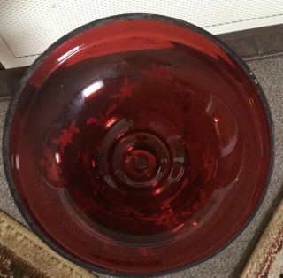 Antique Ruby Red Mantle Lustre Hand - Blown Glass and Hand - Painted w/ Prisms 3