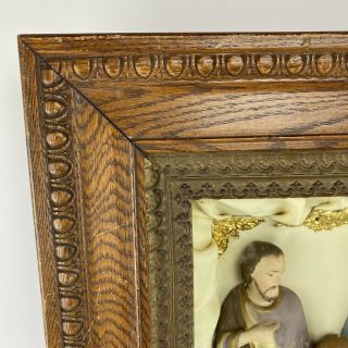 Antique Catholic Religious Shadow Box Diorama Ornate Frame Jesus Mary Joe Kitsch 3