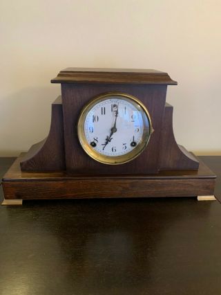 Vintage Antique Sessions Mantle / Shelf Clock - Porcelain Dial - Strong Running