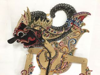 Antique Wayang Kulit Shadow Puppet Theater Horn Handle Bali Indonesia 29” 2