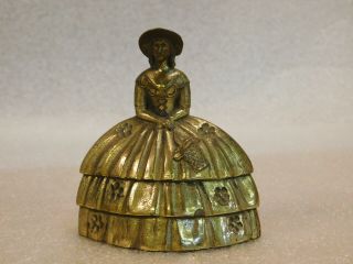 Hand Bell Vintage Victorian Lady Woman In Fancy Dress Brass Bell Butlers Bell