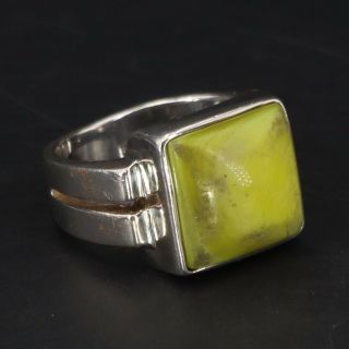 Vtg Sterling Silver - Silpada Squared Lime Green Mop Ring Retired Size 7 - 9.  5g