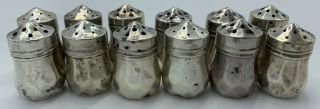 Set Of 12 Vintage Marked Sterling Silver Miniature Salt & Pepper Shakers 44 GRMS 2