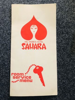 VINTAGE 1975 “DEL WEBB’s HOTEL SAHARA” LAS VEGAS,  ROOM SERVICE MENU & MATCHBOOKS 2