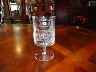 Vintage Frisco Railroad Train,  5 1/2 " Etched Stemware Goblet Wine Glass 222