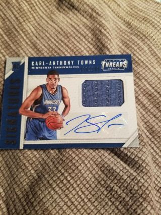 2015 - 16 Karl - Anthony Towns Panini Threads Signatures 170/199 Rookie Patch Auto