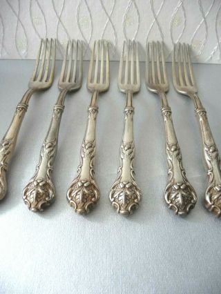 6 1847 Rogers Bros Charter Oak Silver - Plate Dinner Forks 7.  75 " Hollow Handle