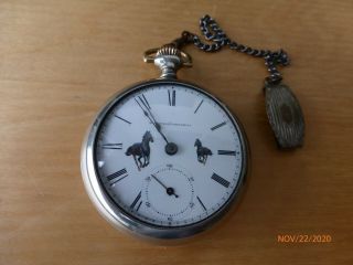 U.  S.  A.  Made Antique ELGIN National Watch Co 15j Size 18 FAHYS Pocket Watch Runs 3