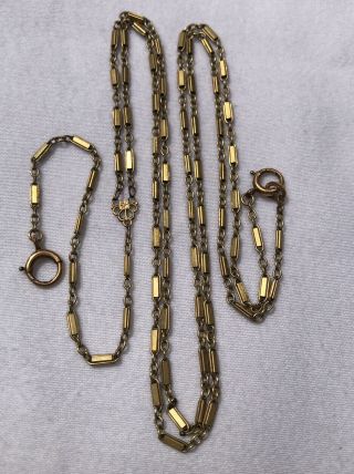 1/10 12k Gold Filled Antique Victorian Edwardian Necklace Chain Lorgnette Watch