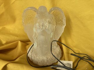 Vintage Acrylic Christmas Angel Night Light White Frosted 9 " Tall