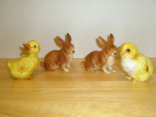Vintage Lefton Easter Figurines Bunnies Duckling Peep