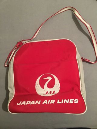 Vintage Japan Air Lines Jal Shoulder Bag Red Carry On White Crane Logo