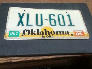 License Plate Vintage Oklahoma Is Ok Xlu 601 1986 Rustic Usa