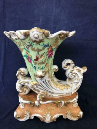 Fine Antique Dresden / Meissen Porcelain Hand Painted Cornucopia Vase.
