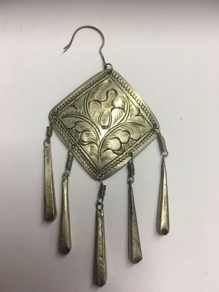 Old Style Vintage Navajo Native American Hand Stamped Silver Earring - Single