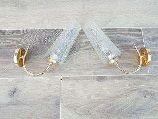 Pair Vintage French Brass Wall Light Sconces,  Mid Century
