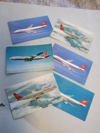 Vintage 6x Aeroplanes Postcards Qantas Airways Boeing 1970 