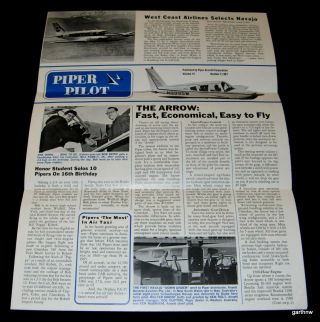 Piper Pilot 1967 Aircraft Newsletter Cherokee Arrow West Coast Airlines