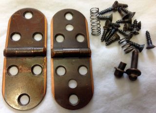 Vintage Singer Sewing Machine Cabinet Lid Hinges W/screws,  Springs & Pins