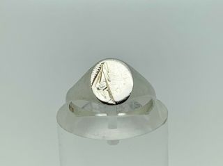 Stylish Vintage English Sterling Silver Blank Unengraved Signet Ring Size M 1/2