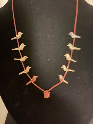Vintage Navajo Or Zuni Native American Hand Carved Fetish Necklace Stone