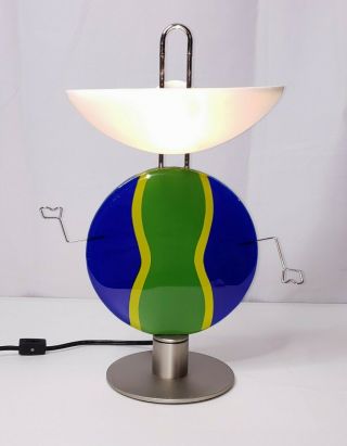 Vintage Italian Modern Glass Memphis Table Or Desk Lamp Post Modern