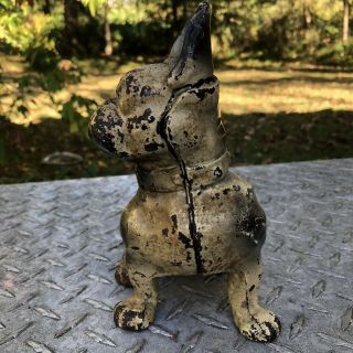 Antique Hubley Cast Iron French Bulldog Doorstop Paint 8” Tall Frenchie 3