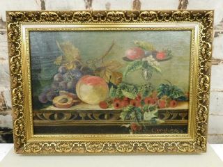 Really Old Painting Antique Oil Still Life Signed 1912