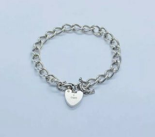 Vintage Sterling Silver 925 Bracelet 14.  58g With Safety Chain