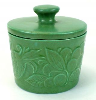 Vintage Ceramic Pottery Glazed Jar With Lid Pineapple Pear Grape & Flowers