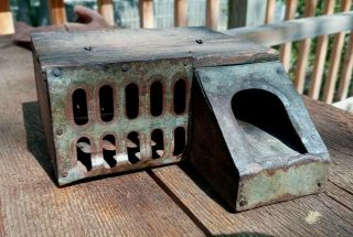 Sweet Antique Mouse Trap Primitive Wood Tin Box Live Vintage Cool