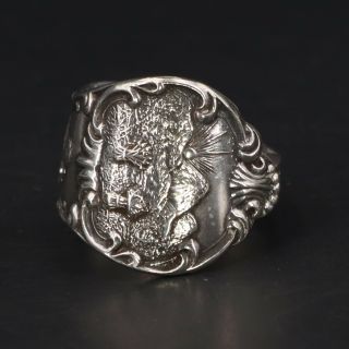 Vtg Sterling Silver - United States Capitol Spoon Handle Ring Size 9 - 14.  5g