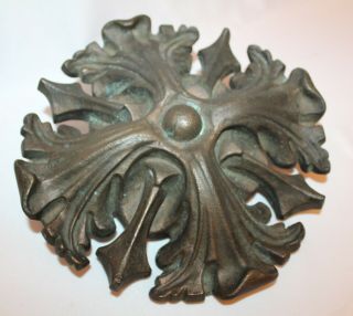 Antique Heavy Bronze Decorative Medallion/rosette Anchor Architectural Salvage