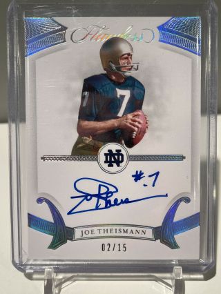 2020 Panini Flawless Joe Theismann On Card Auto 2/15 Notre Dame 15 Redskins