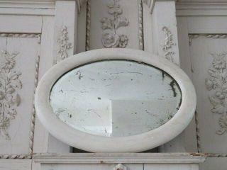 The Best Ghosty Old Vintage Oval Mirror White Wood Frame Hang Or Use As Plateau