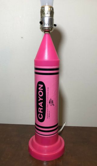 Vintage 1988 15” Tall Ralphco Pink Crayola Crayon Lamp Kids Room
