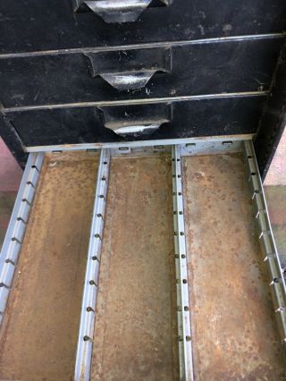 Vintage Industrial Metal File Cabinet 9 Drawers Swing Hinge To Lock Heavy Duty 3