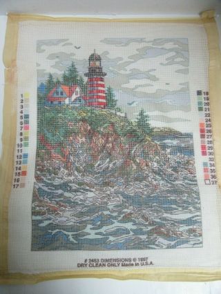 Dimensions Needlepoint Canvas Only Vintage 1997 No Yarn The Light House 12x15.  5