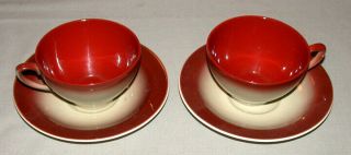 Vintage Set Of 2 Trios Susie Cooper Porcelain Cups & Saucers