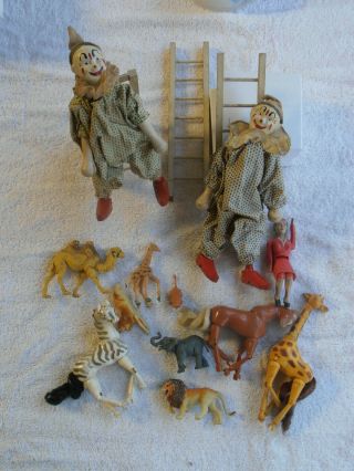 Antique Schoenhut Humpty Dumpty Circus Clowns Ladders And Animals