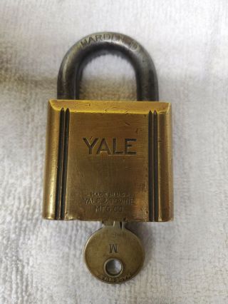 Vintage Yale Brass Pad Lock With Key 1 3/4 X 2 " Just The Brass Part Of