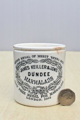 Vintage Primitive C1900s 1lb James Keiller & Sons Dundee Marmalade Pot Or Jar