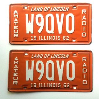 Illinois 1962 Ham Radio Old License Plate Garage Pair Vtg Auto Decor Yom Orange