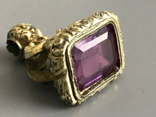 Antique Victorian Amethyst Gemstone Wax Seal / Pocket Watch Fob